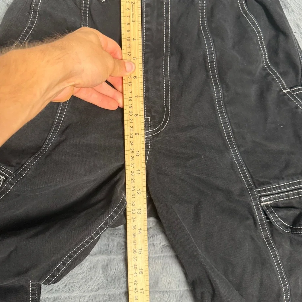 BDG Urban Outfitter Relaxed Mens Skate Jean Black White Contrast Stitch Cargo 27